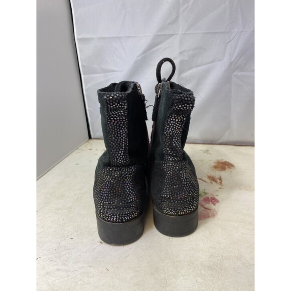 Sorel Black Emelie Lace Up Iridescent Polka Dot Boots Shoes Size 5 - Picture 4 of 10